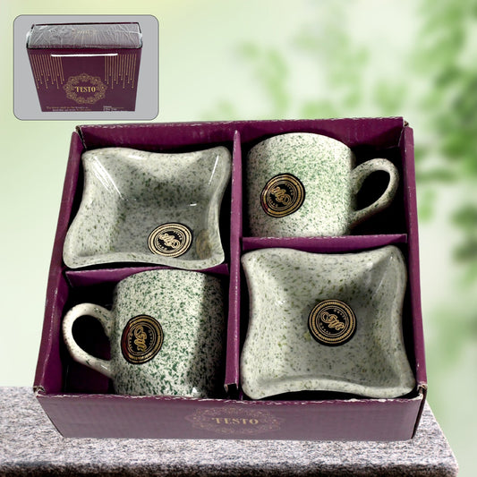 Ceramic Tea Cups Mug Set with Snacks 4 Pcs - main product shot