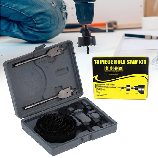 Drill Hole Cutter, Carbon Steel High Accuracy Incisive Hole Saw for Cutting PCV (18 Pcs Set)