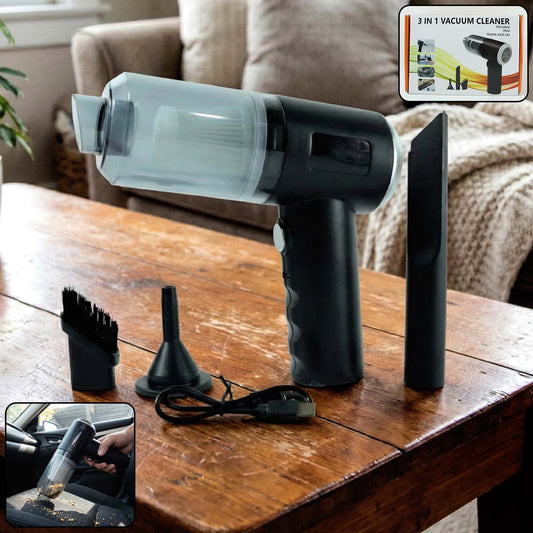 3 in 1 Mini Car Vacuum – Wireless, Rechargeable, Blower & - main product shot